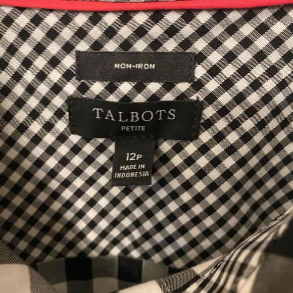 Talbots Black and White Gingham button down shirt Size 12 petite - Picture 5 of 13